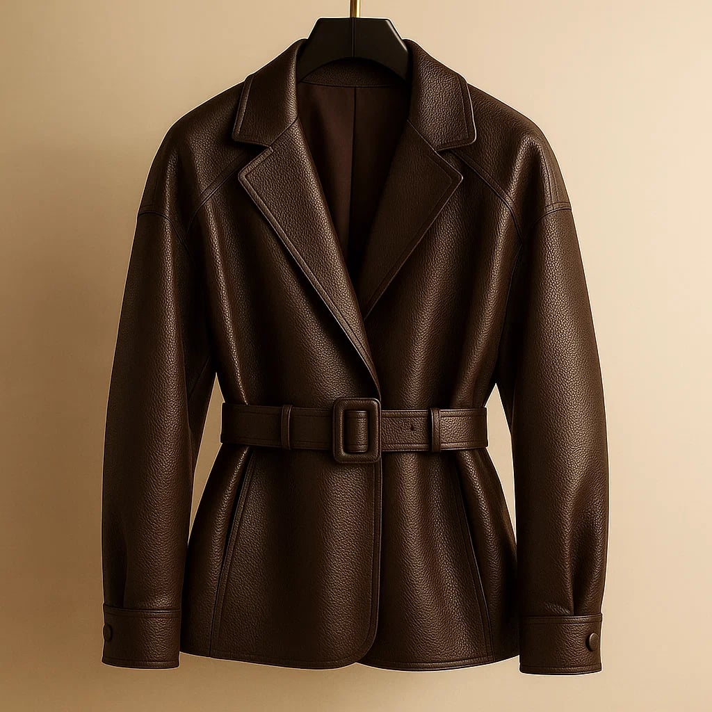 Viktoria Leather Belted Jacket