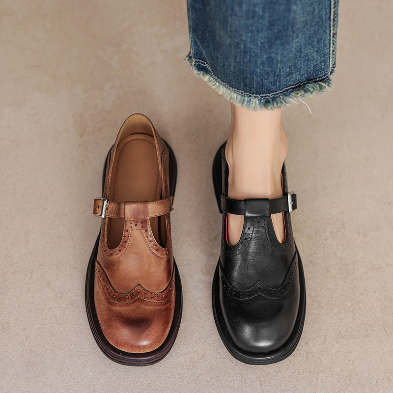 Nassy Leather Buckle Loafers