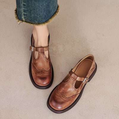 Nassy Leather Buckle Loafers