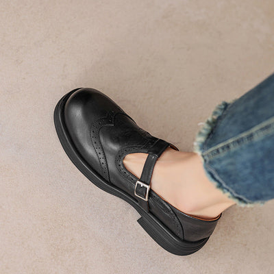 Nassy Leather Buckle Loafers