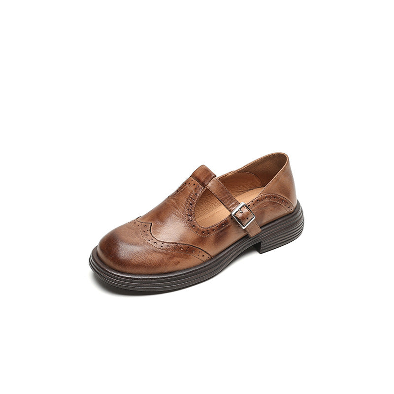 Nassy Leather Buckle Loafers